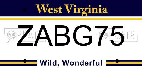 ZABG75 West Virginia License Plate