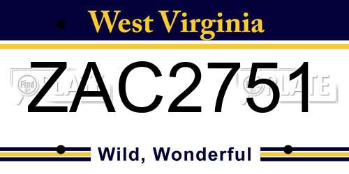 ZAC2751 West Virginia License Plate