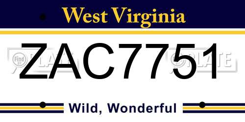 ZAC7751 West Virginia License Plate