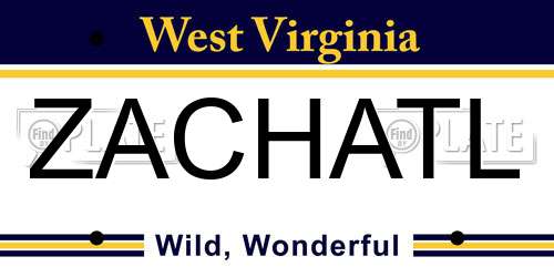 ZACHATL West Virginia License Plate