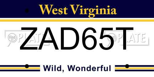 ZAD65T West Virginia License Plate