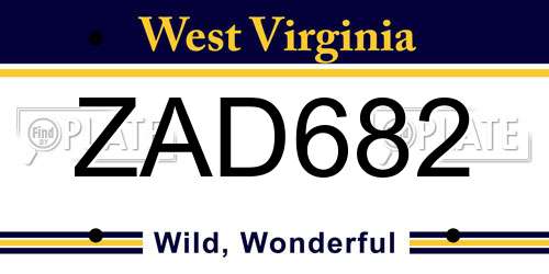 ZAD682 West Virginia License Plate