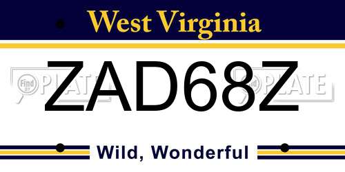 ZAD68Z West Virginia License Plate