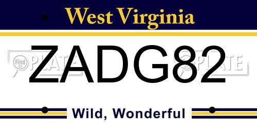 ZADG82 West Virginia License Plate