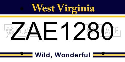 ZAE1280 West Virginia License Plate