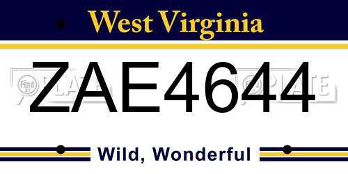ZAE4644 West Virginia License Plate