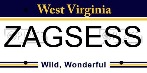 ZAGSESS West Virginia License Plate