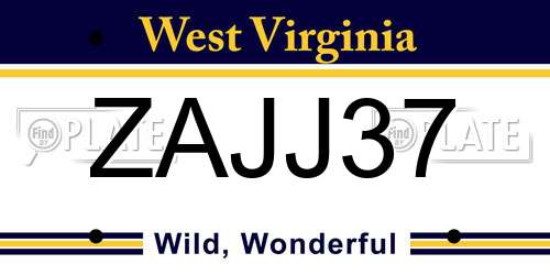 ZAJJ37 West Virginia License Plate