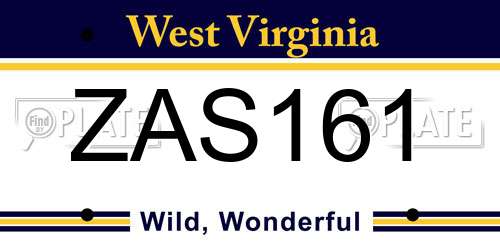 ZAS161 West Virginia License Plate