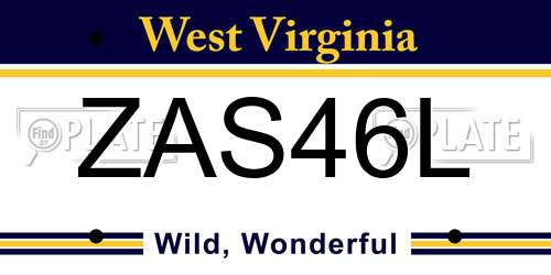 ZAS46L West Virginia License Plate