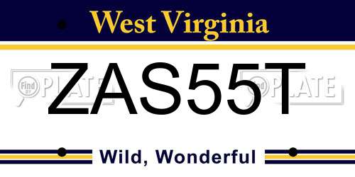 ZAS55T West Virginia License Plate