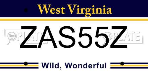 ZAS55Z West Virginia License Plate