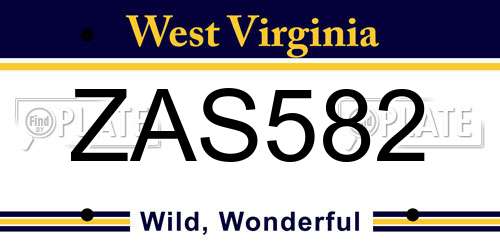 ZAS582 West Virginia License Plate