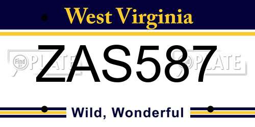 ZAS587 West Virginia License Plate