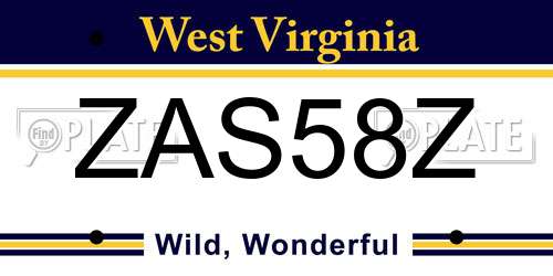 ZAS58Z West Virginia License Plate