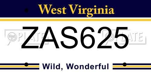 ZAS625 West Virginia License Plate