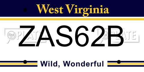 ZAS62B West Virginia License Plate
