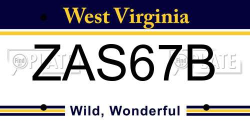 ZAS67B West Virginia License Plate