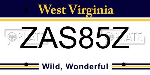 ZAS85Z West Virginia License Plate