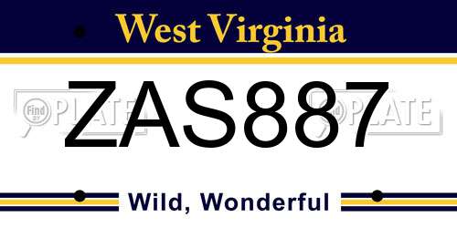 ZAS887 West Virginia License Plate