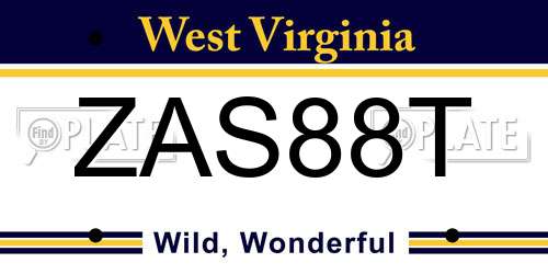 ZAS88T West Virginia License Plate