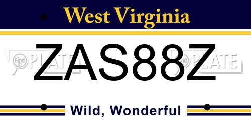 ZAS88Z West Virginia License Plate