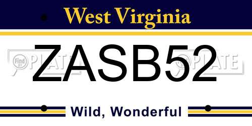 ZASB52 West Virginia License Plate