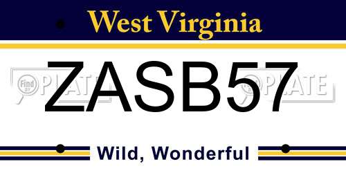 ZASB57 West Virginia License Plate