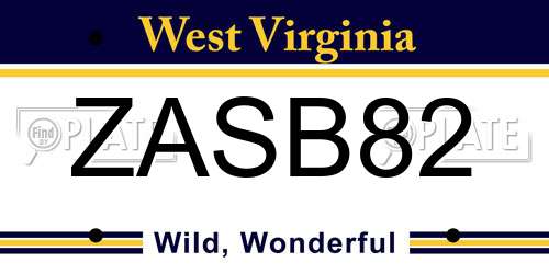 ZASB82 West Virginia License Plate