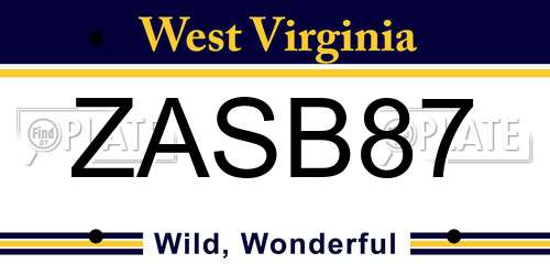 ZASB87 West Virginia License Plate
