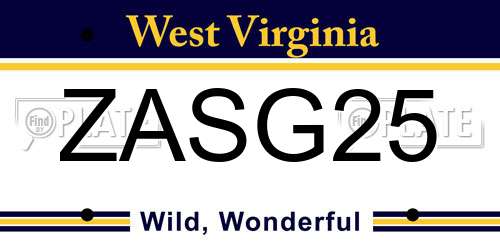 ZASG25 West Virginia License Plate
