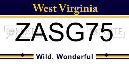 ZASG75 West Virginia License Plate