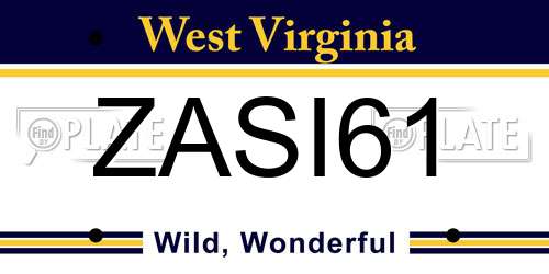 ZASI61 West Virginia License Plate