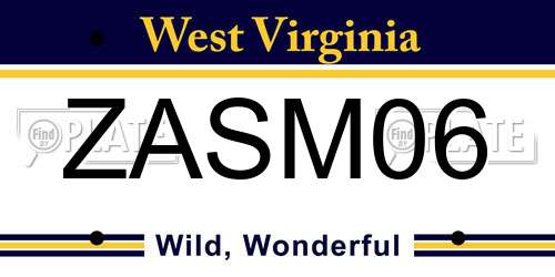 ZASM06 West Virginia License Plate