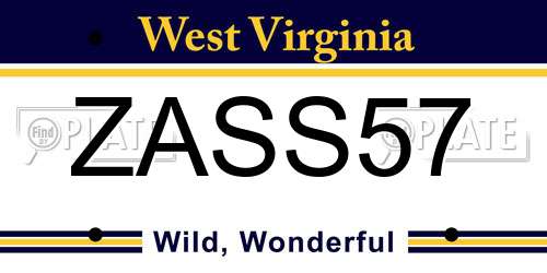 ZASS57 West Virginia License Plate