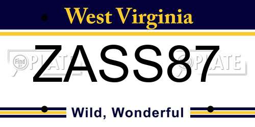 ZASS87 West Virginia License Plate