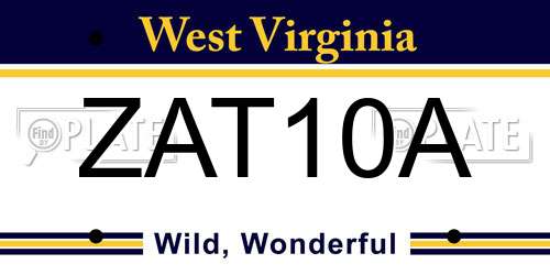 ZAT10A West Virginia License Plate
