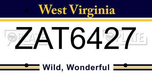 ZAT6427 West Virginia License Plate