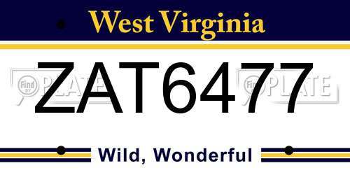 ZAT6477 West Virginia License Plate