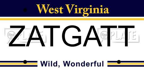 ZATGATT West Virginia License Plate