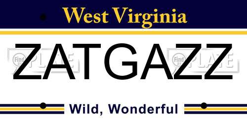 ZATGAZZ West Virginia License Plate