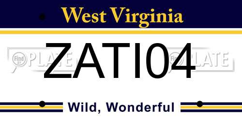 ZATI04 West Virginia License Plate