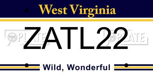 ZATL22 West Virginia License Plate