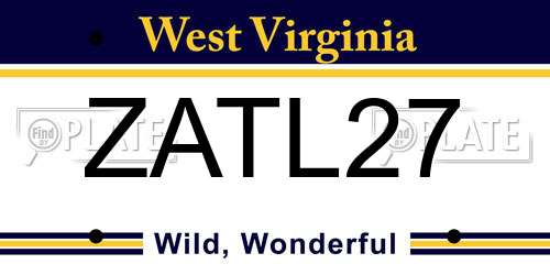 ZATL27 West Virginia License Plate