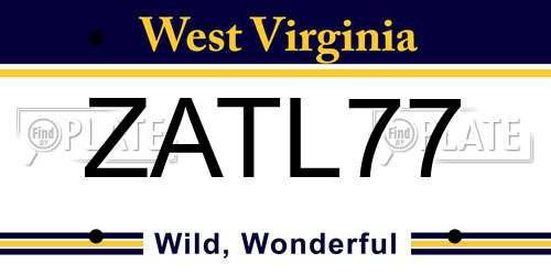 ZATL77 West Virginia License Plate