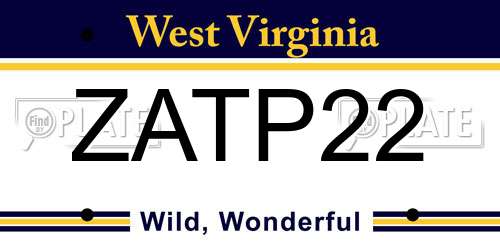 ZATP22 West Virginia License Plate