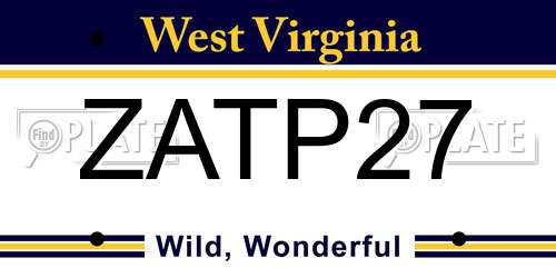 ZATP27 West Virginia License Plate