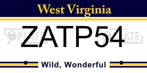 ZATP54 West Virginia License Plate