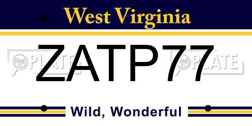 ZATP77 West Virginia License Plate