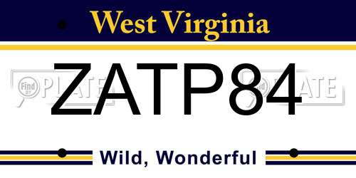 ZATP84 West Virginia License Plate